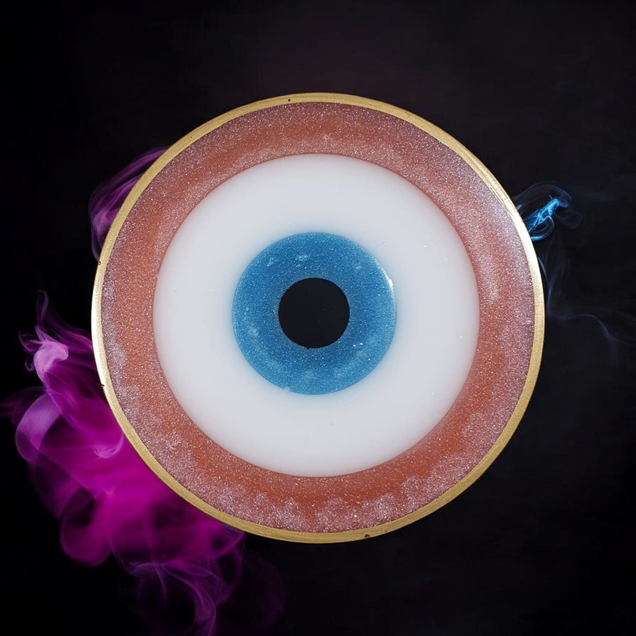 Evil Eye Resin Coaster Set (4 coasters+holder) – Heatproof, 12 Color Options, Nazar Symbol, Matching Holder, Gift Included