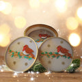Christmas Robin Resin Coaster Set – 4 Heatproof Coasters with Holder, Festive Nature Gift