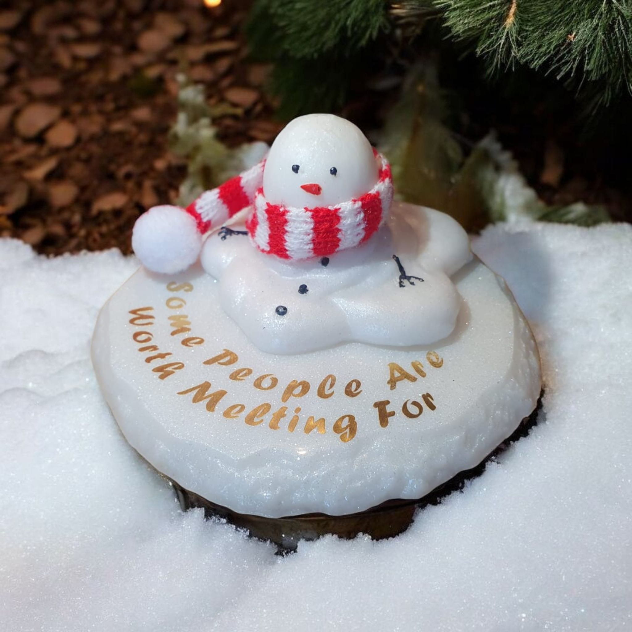 Melting Snowman Resin Ornament – Cute Christmas Decoration with Quote, Hat & Scarf Options