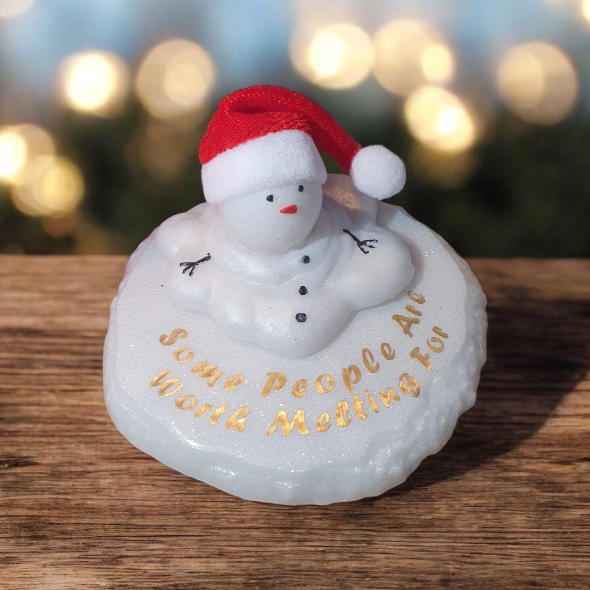 Melting Snowman Resin Ornament – Cute Christmas Decoration with Quote, Hat & Scarf Options