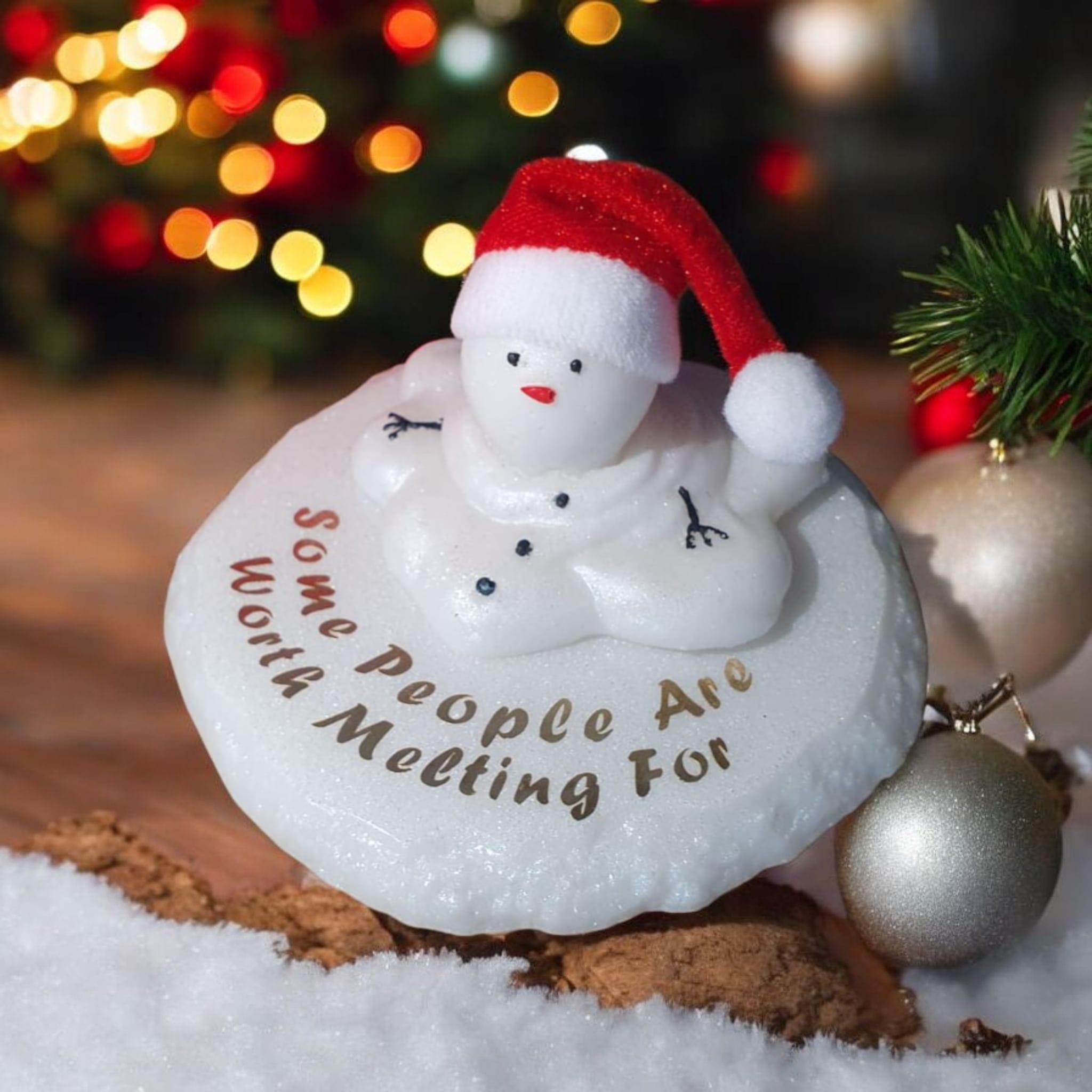 Melting Snowman Resin Ornament – Cute Christmas Decoration with Quote, Hat & Scarf Options