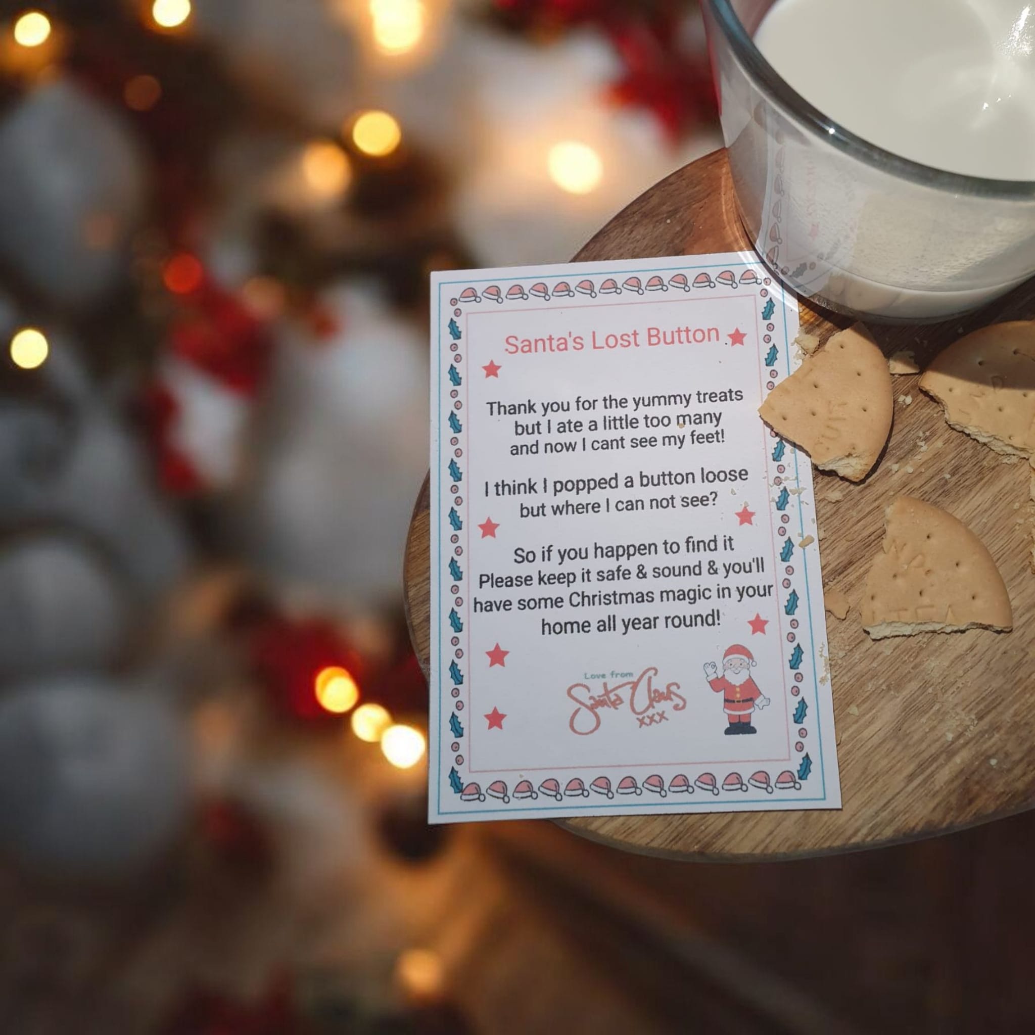 Santa’s Lost Button – Resin Christmas Keepsake for Kids with Card, Magical Holiday Gift, Stocking Stuffer