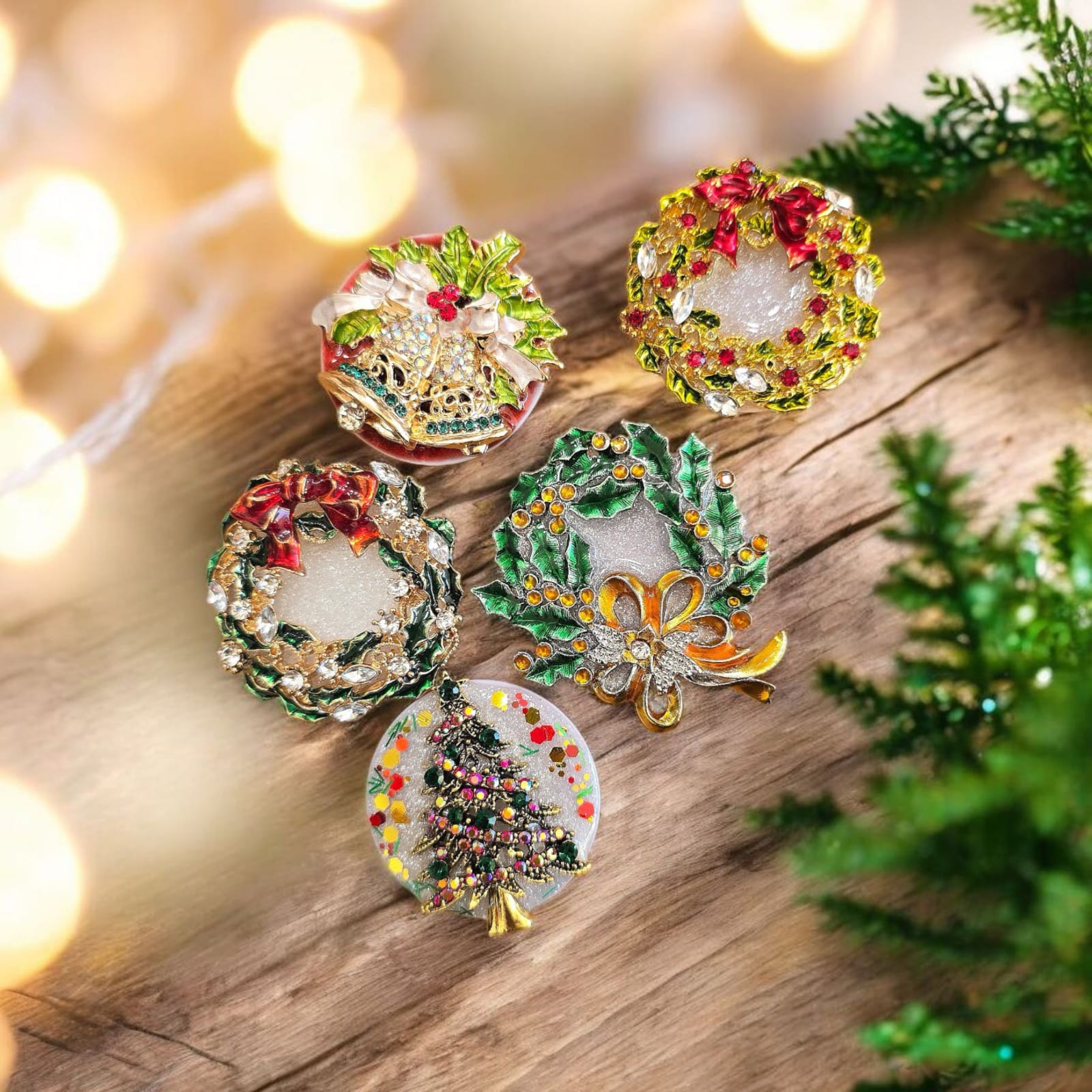 Christmas Phone Grip – 5 Festive Brooch Designs, MagSafe & Adhesive Options, Holiday Gift