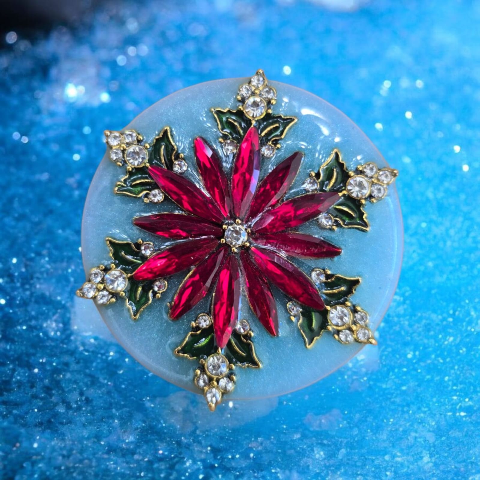Christmas Snowflake Phone Grip – 4 Festive Snowflake Brooch Designs, MagSafe & Adhesive Options, Holiday Gift