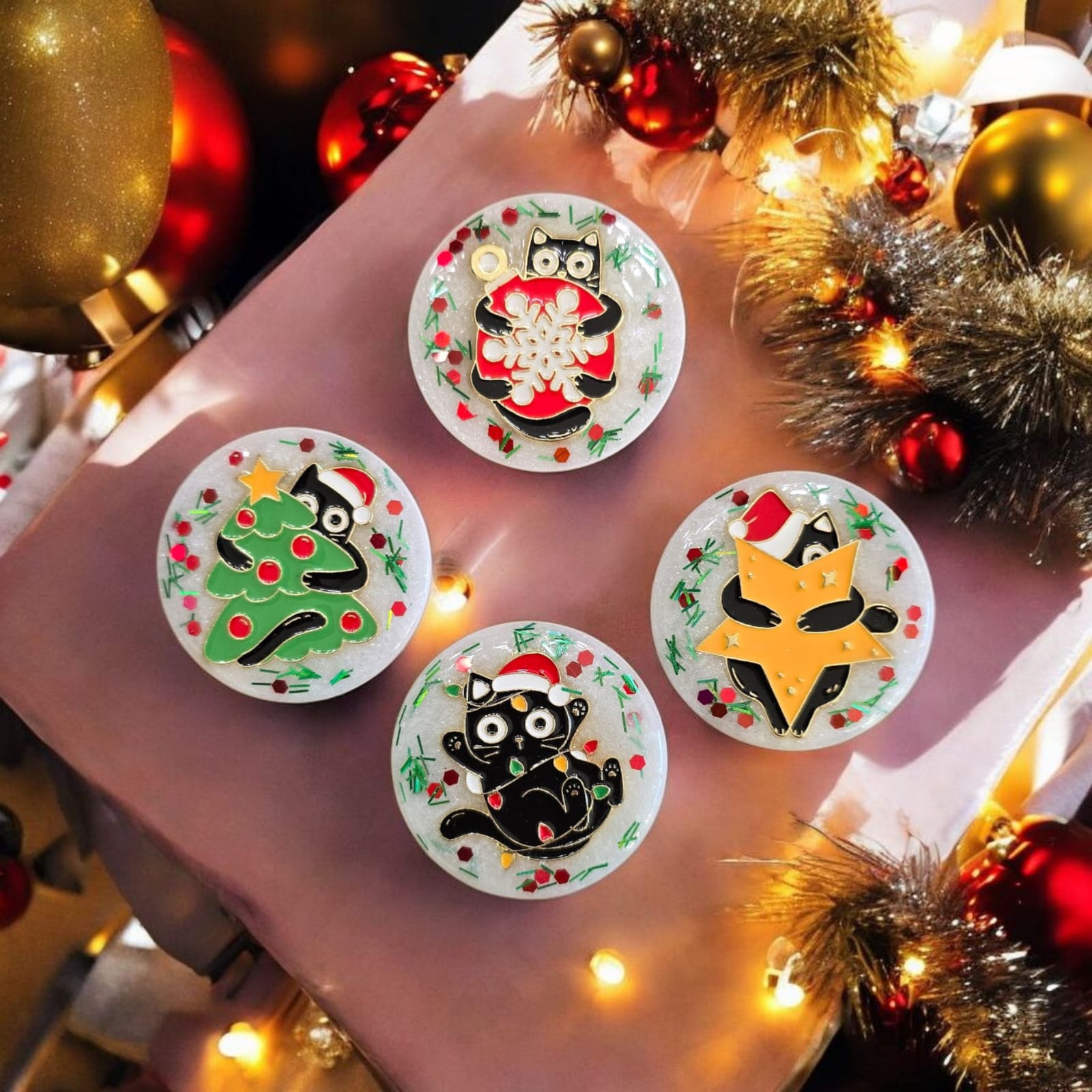 Christmas Cat Phone Grip – 4 Cute Designs, MagSafe & Adhesive Options, Stocking Stuffer