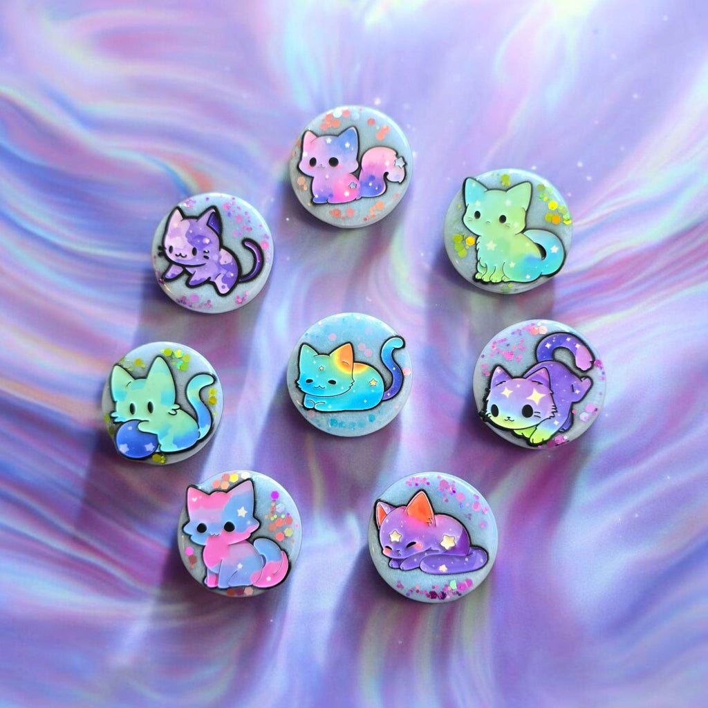 Cute Cat Phone Grip Collection – Glow in the Dark Pastel Design, MagSafe & Adhesive, Kawaii Gift