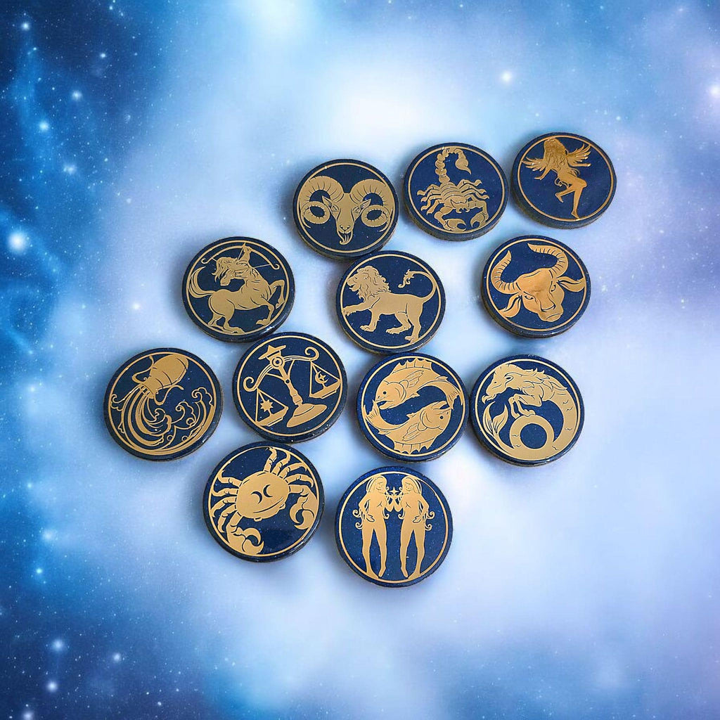 Zodiac Phone Grip Set – 12 Astrology Signs, Gold on Purple, MagSafe & Adhesive, Spiritual Gift