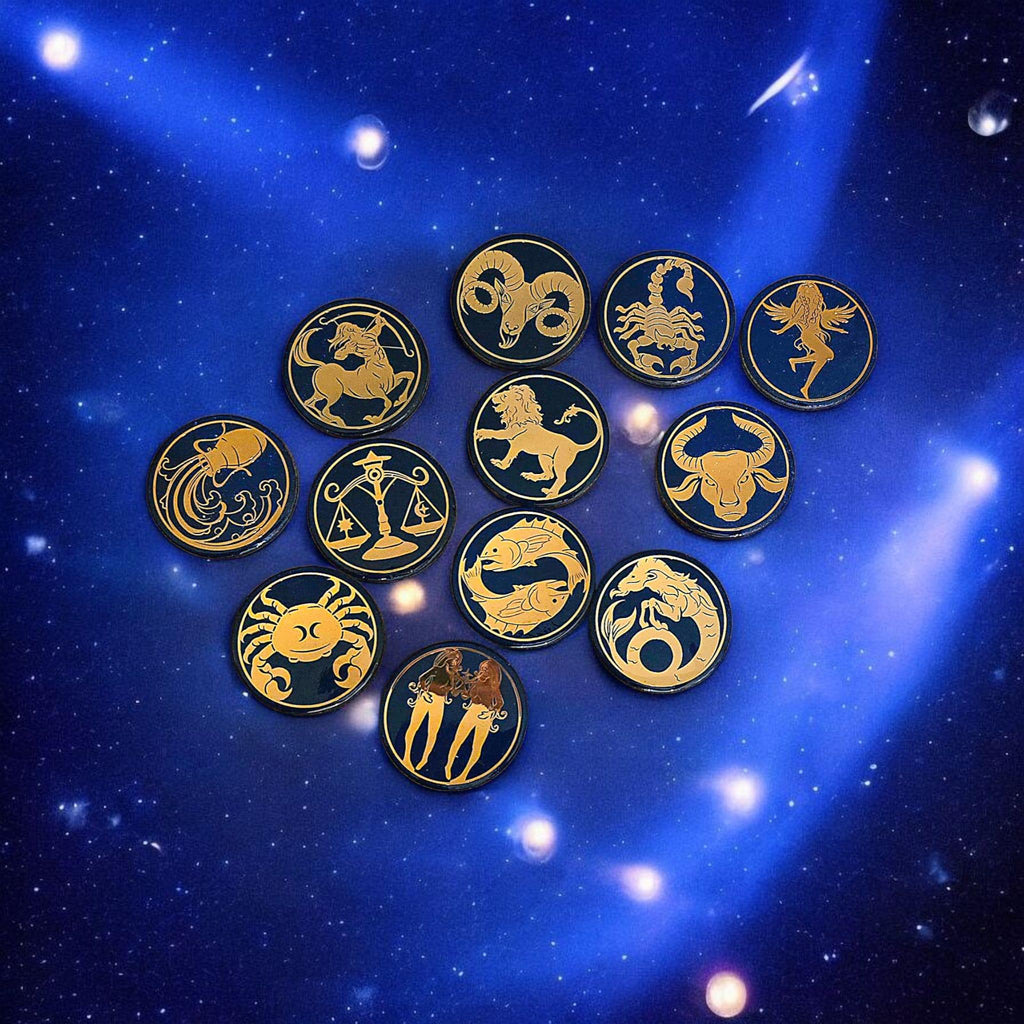 Zodiac Phone Grip Set – 12 Astrology Signs, Gold on Purple, MagSafe & Adhesive, Spiritual Gift