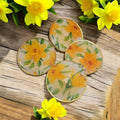 Daffodil Resin Coaster Set – Spring Floral Coasters, Heatproof Handmade Home Decor Gift