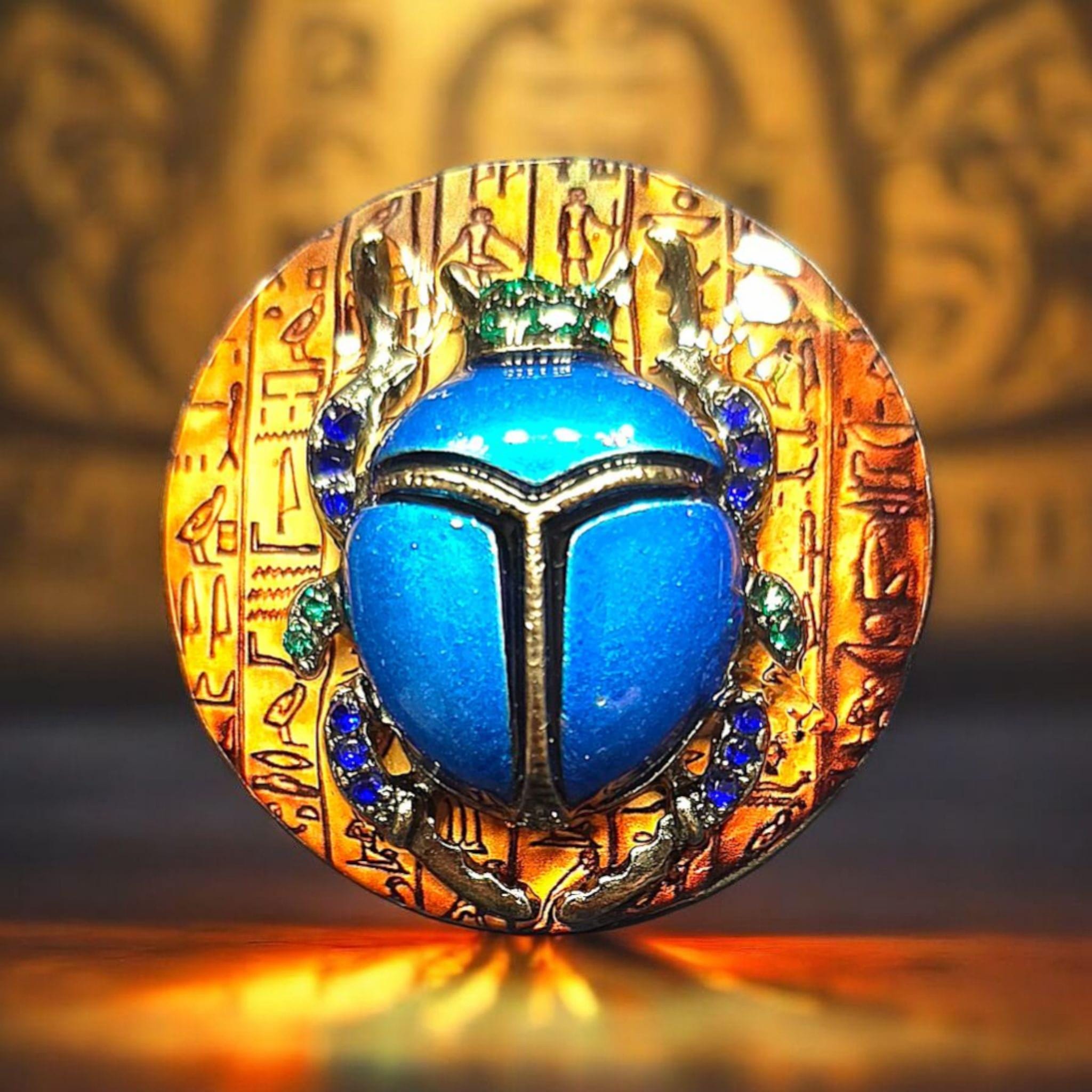Scarab Beetle Phone Grip – Egyptian Style Brooch, MagSafe & Adhesive, Mystical Gift Accessory