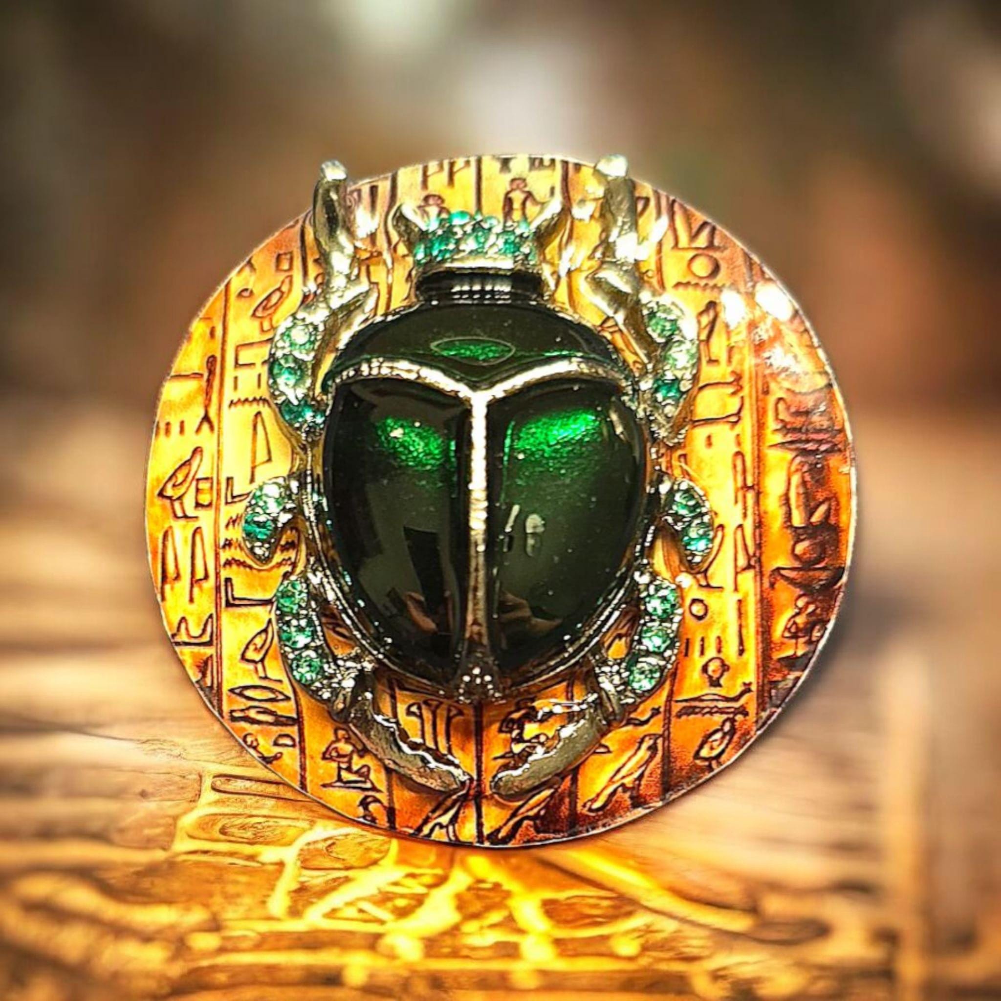 Scarab Beetle Phone Grip – Egyptian Style Brooch, MagSafe & Adhesive, Mystical Gift Accessory