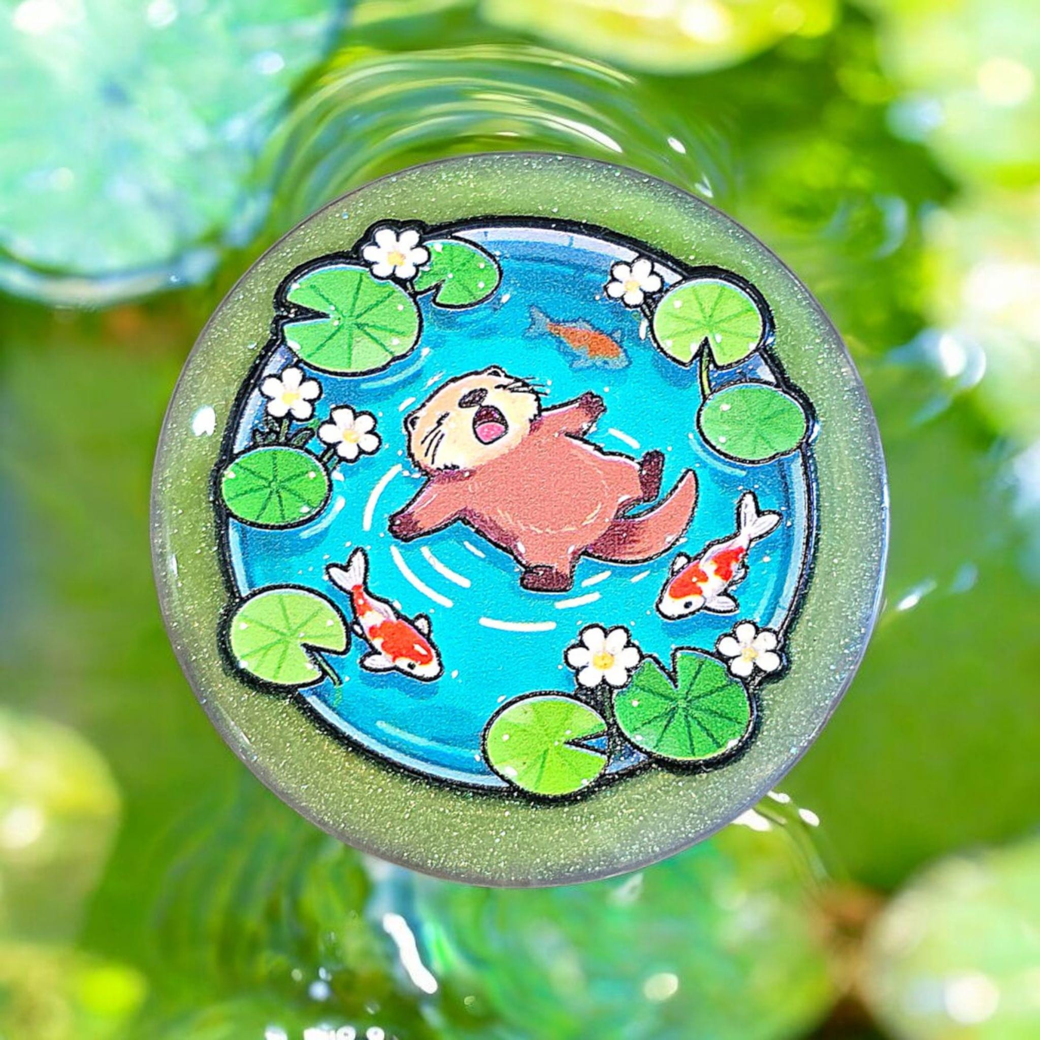 Cute Animal Phone Grip – Pond Scene Frog Duck Capybara Otter, MagSafe & Adhesive Gift