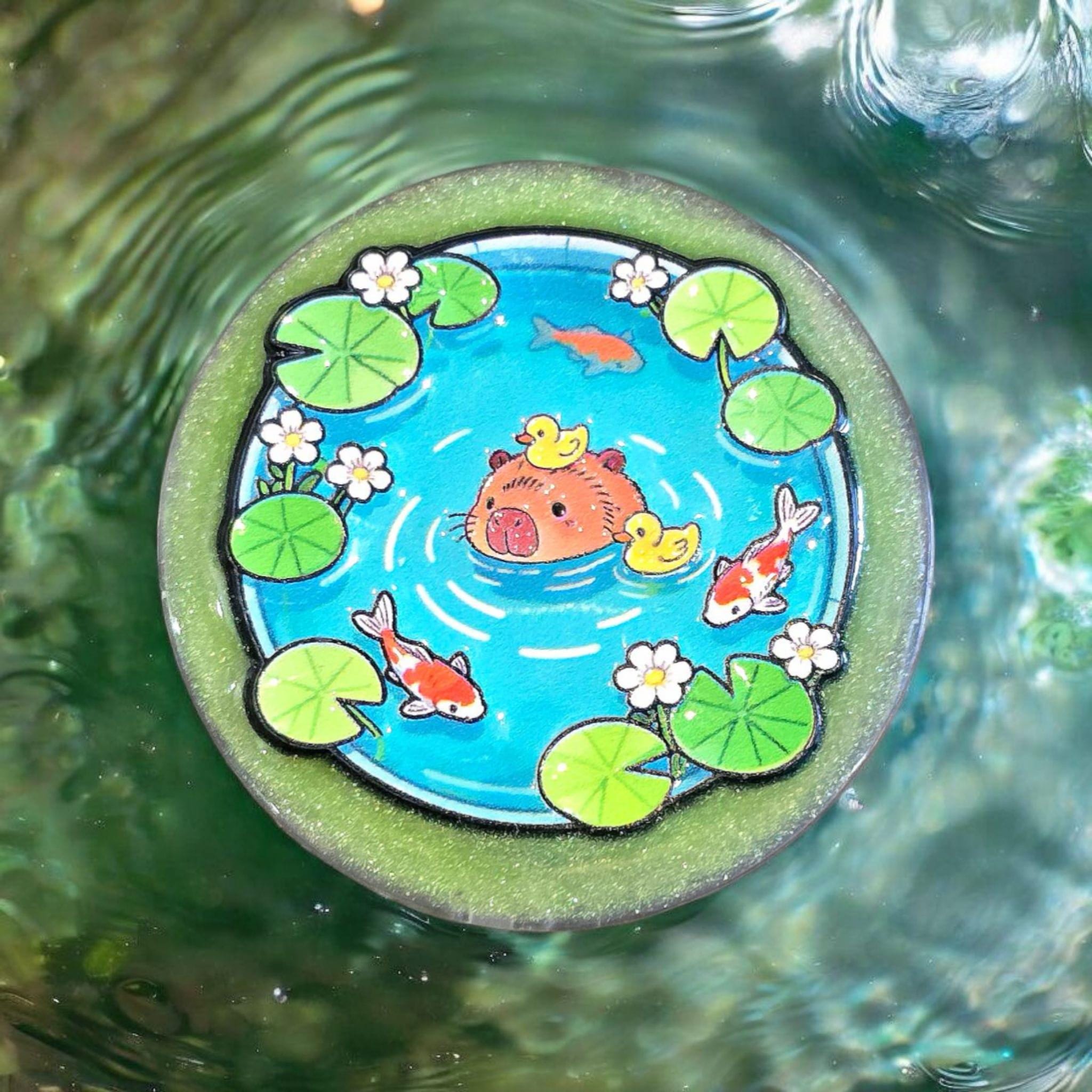 Cute Animal Phone Grip – Pond Scene Frog Duck Capybara Otter, MagSafe & Adhesive Gift