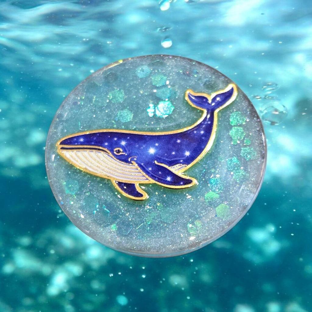 Whale Phone Grip – Metal Whale Pin, MagSafe & Adhesive Options, Ocean Lover Gift Accessory