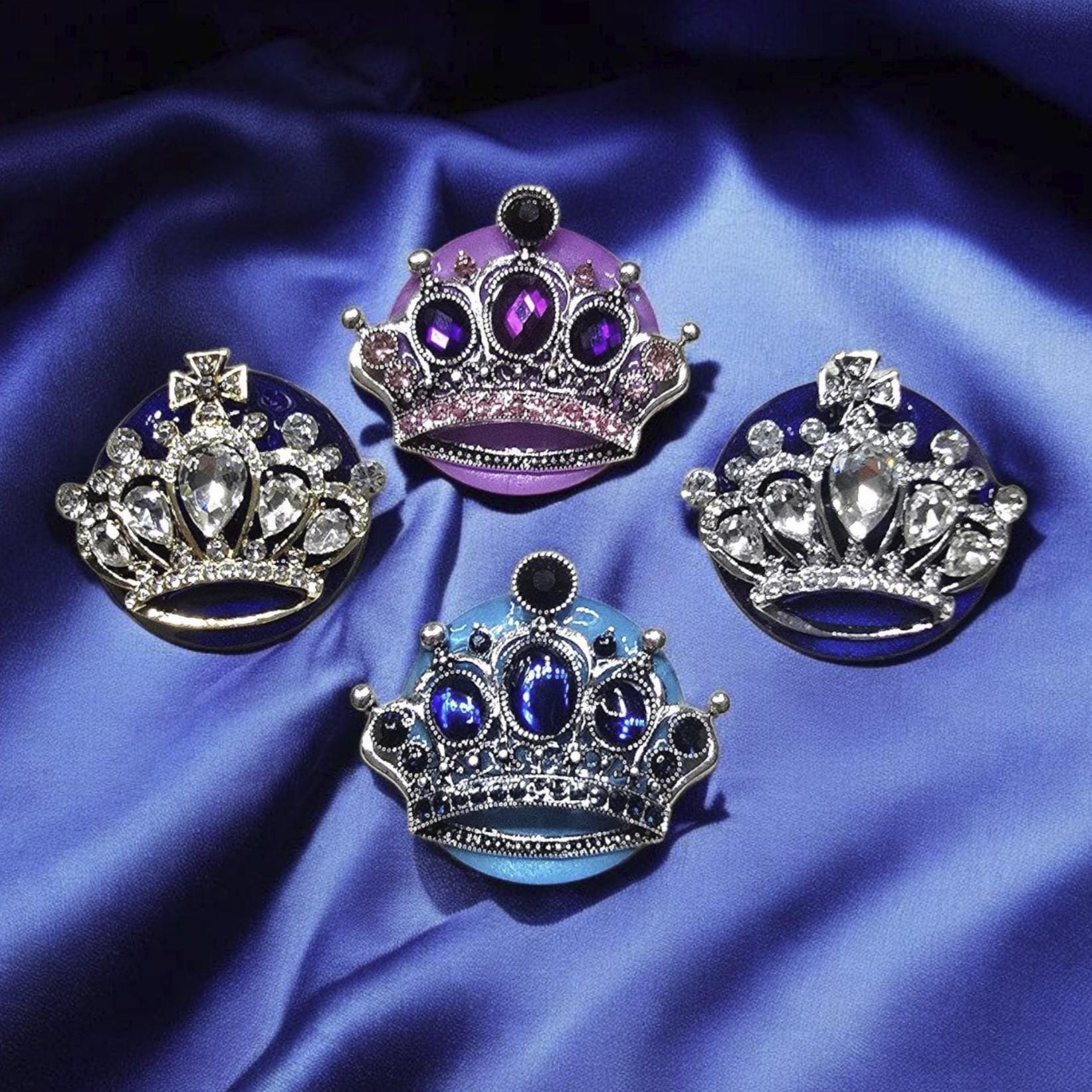 Crown Phone Grip Collection – Princess Rhinestone Design, Pink Blue Silver Gold, MagSafe & Adhesive Gift