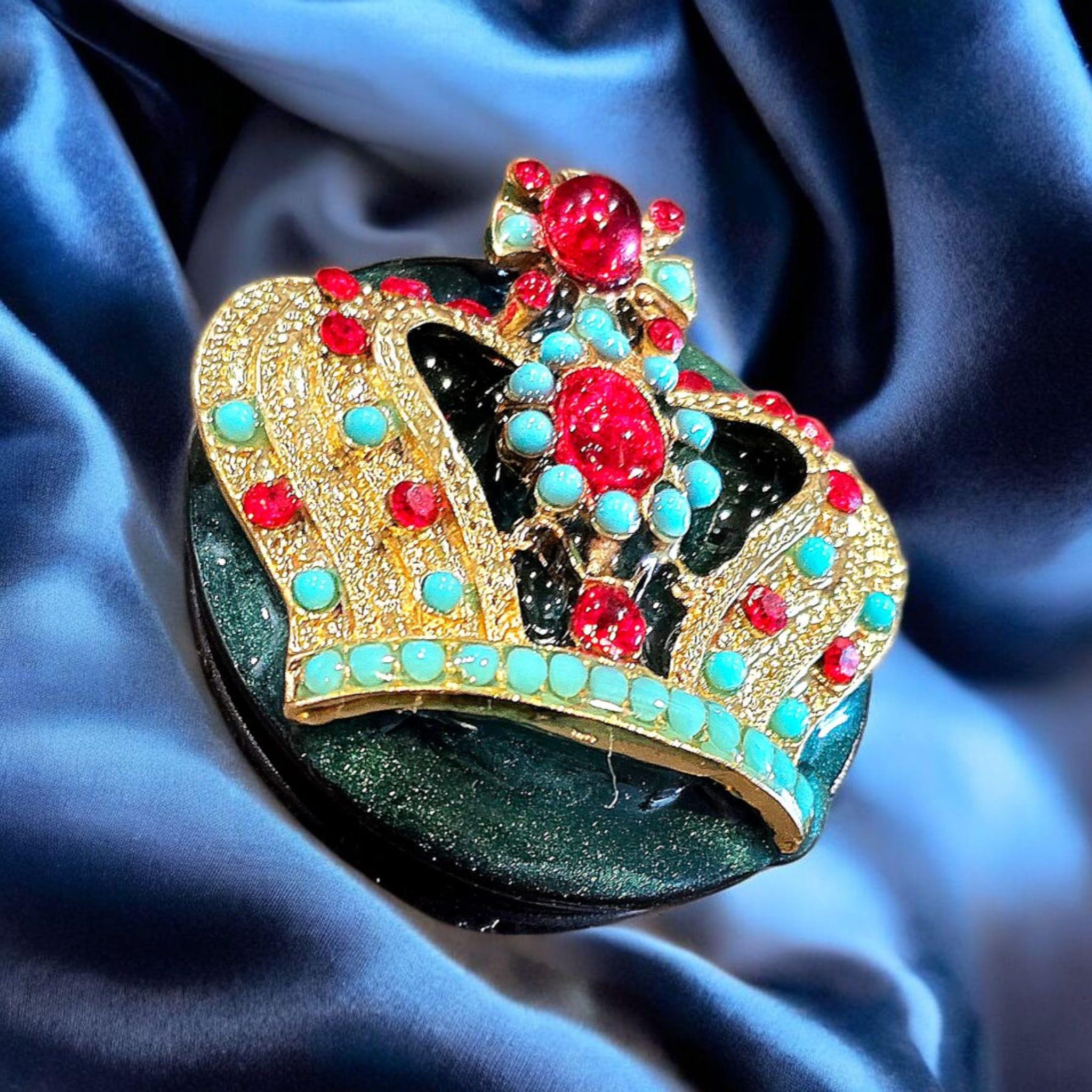 Crown Phone Grip Collection part 2 – Princess Rhinestone Design, Orange Green Red Silver Gold, MagSafe & Adhesive Gift