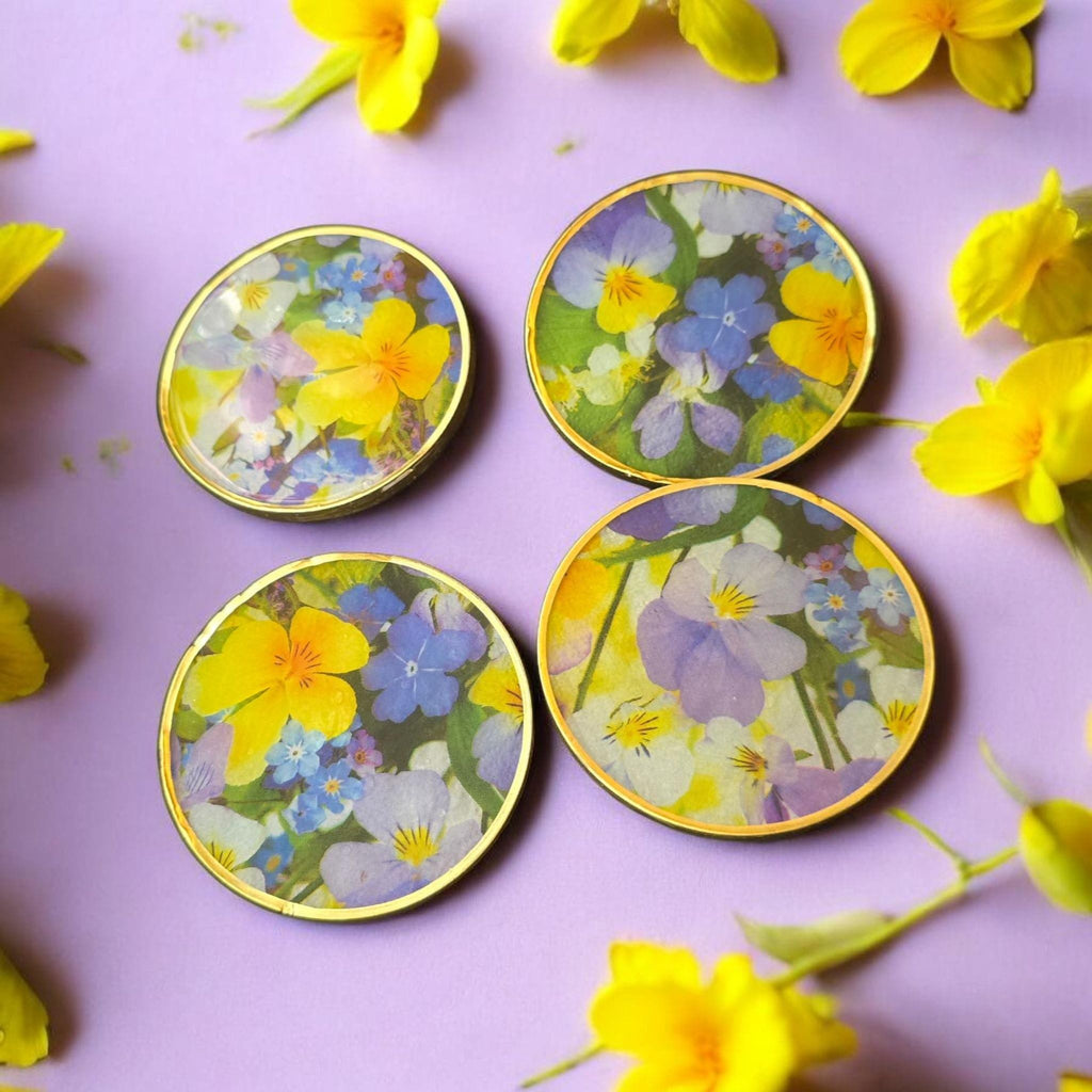 Spring Floral Resin Coaster Set with Holder – Heatproof Flower Coasters, Handmade Home Decor Gift