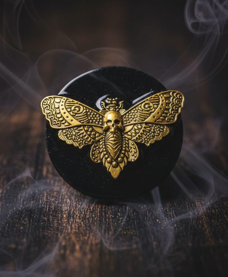 Death’s Head Hawkmoth Phone Grip – Gothic Moth Pin, MagSafe & Adhesive, Dark Aesthetic Accessory Gift