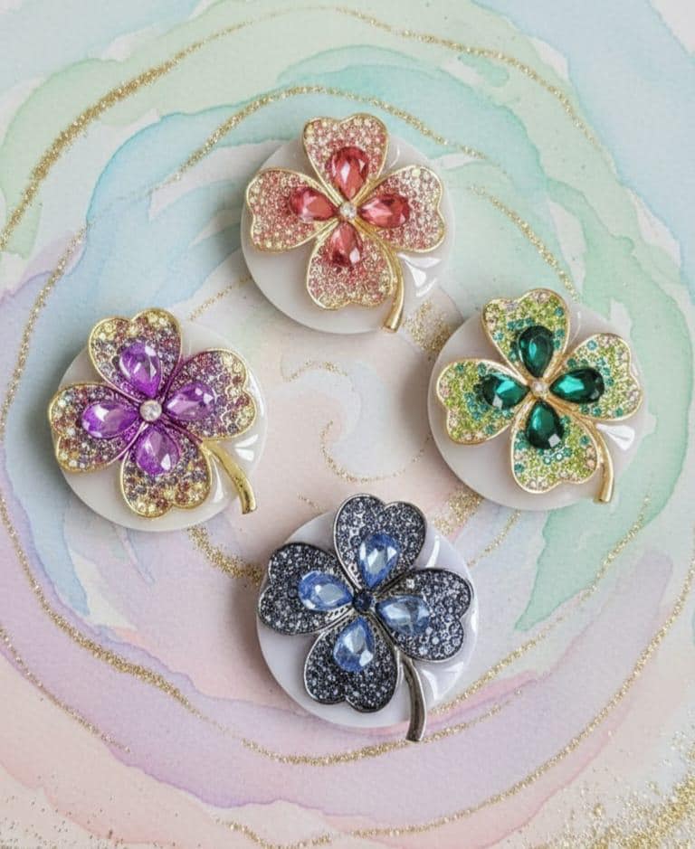 Clover Phone Grip – Lucky Shamrock Brooch, MagSafe & Adhesive Options, St Patrick Gift Accessory