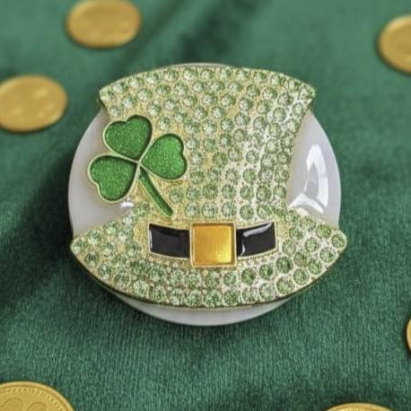Irish Top Hat Phone Grip – Shamrock Brooch Design, MagSafe & Adhesive, St Patrick’s Day Gift