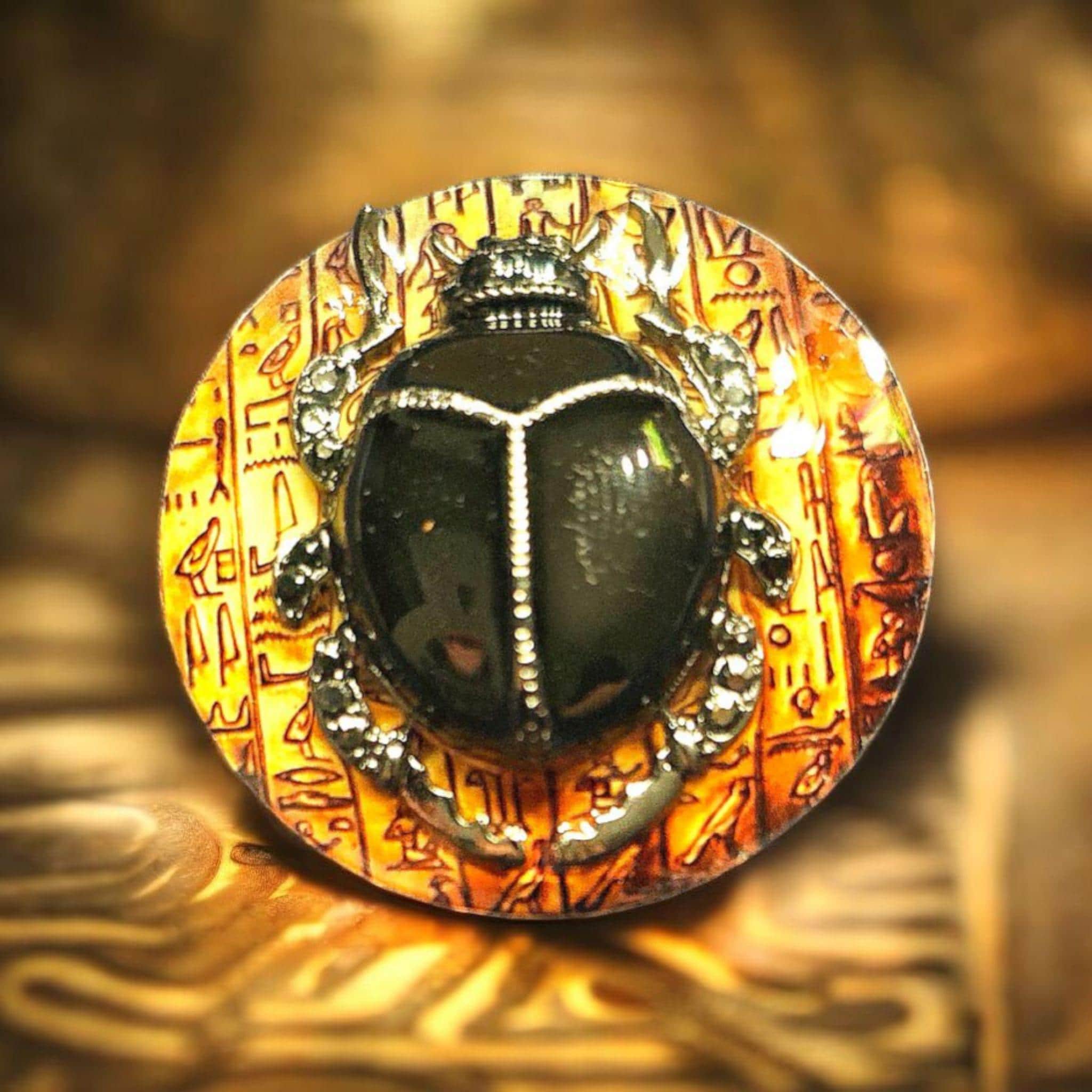 Scarab Beetle Phone Grip – Egyptian Style Brooch, MagSafe & Adhesive, Mystical Gift Accessory