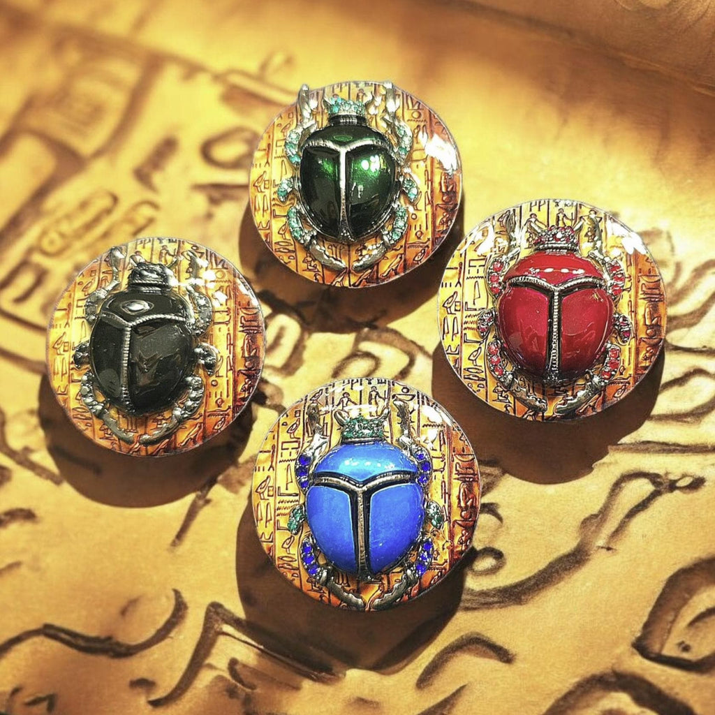 Scarab Beetle Phone Grip – Egyptian Style Brooch, MagSafe & Adhesive, Mystical Gift Accessory