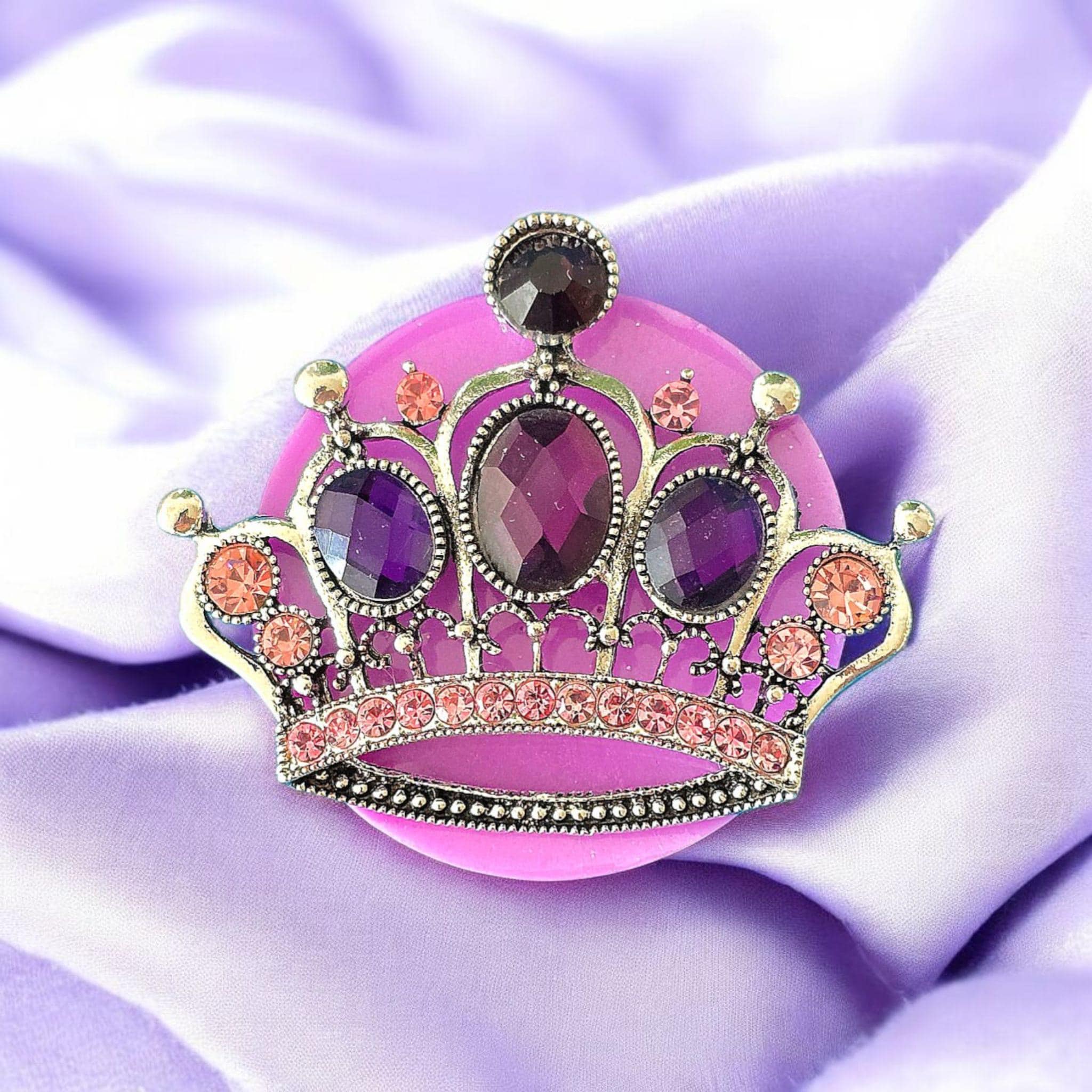 Crown Phone Grip Collection – Princess Rhinestone Design, Pink Blue Silver Gold, MagSafe & Adhesive Gift
