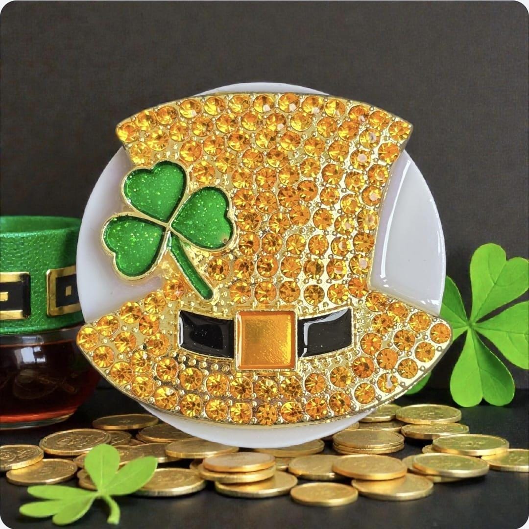 Irish Top Hat Phone Grip – Shamrock Brooch Design, MagSafe & Adhesive, St Patrick’s Day Gift